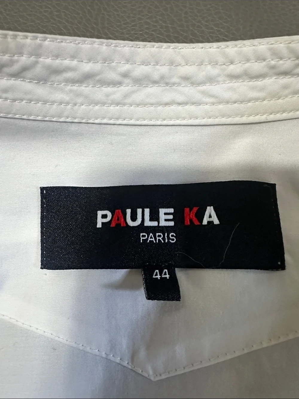 Paule Ka Paris White Beaded Embellished Tunic Blouse Cotton Size 44 US 12